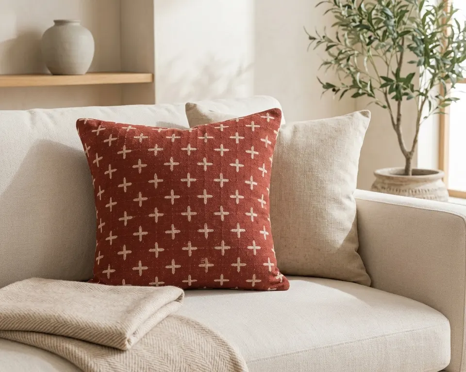 Coussin bogolan Rouille