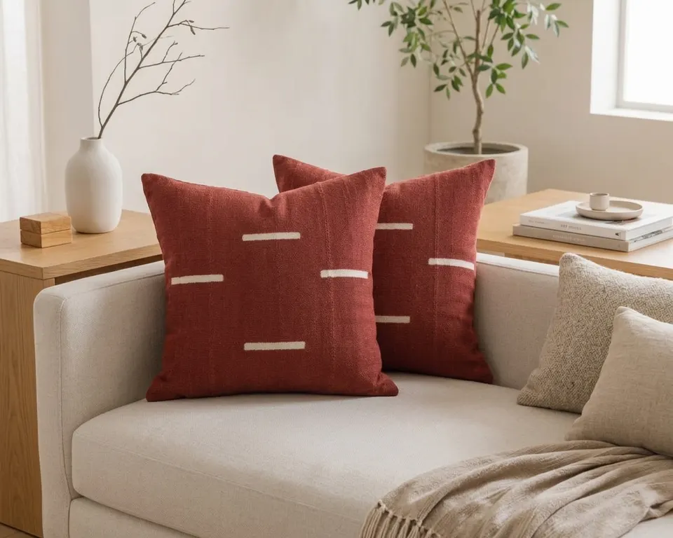 Coussin croix Rouille