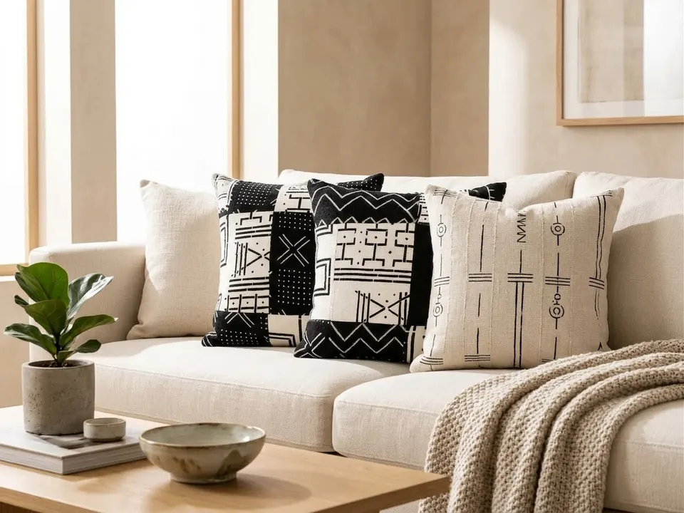 Coussin bogolan Craie