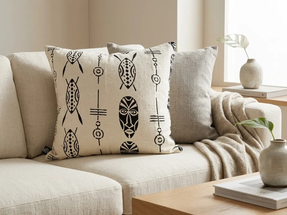 Coussin motifs Craie