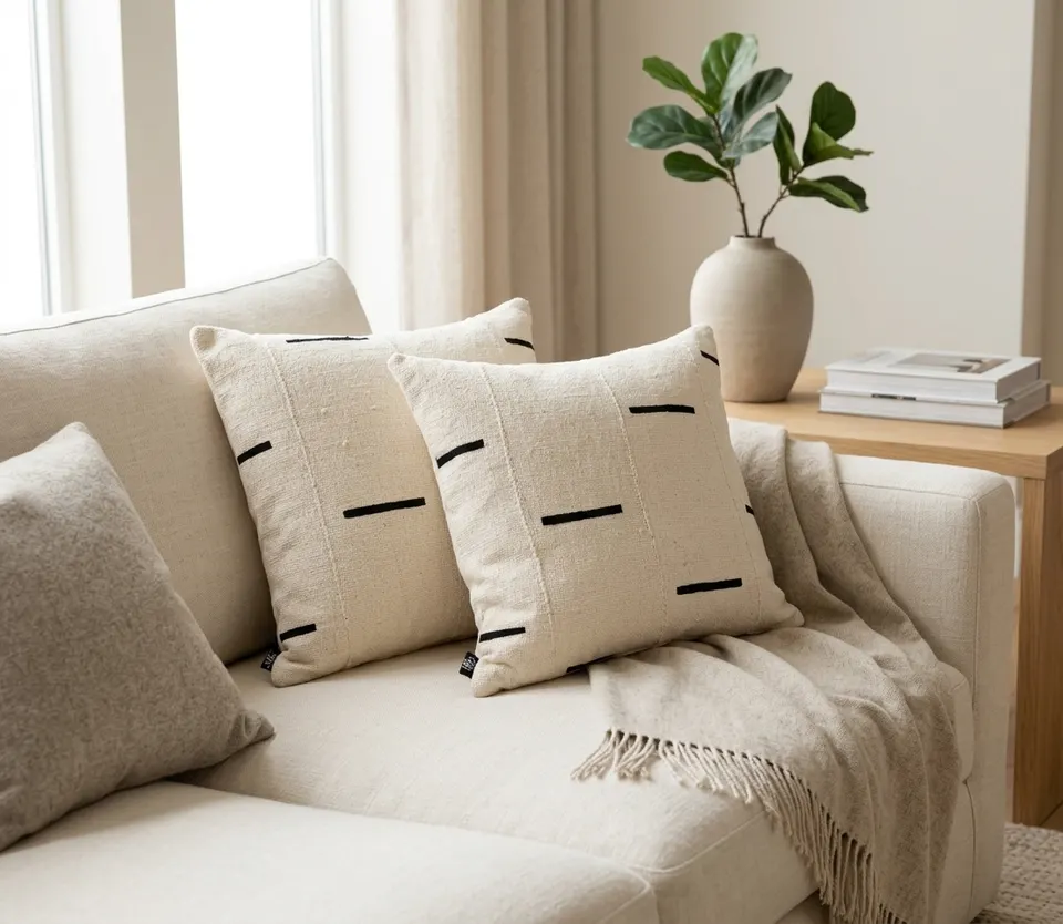 Coussin bogolan Ivoire