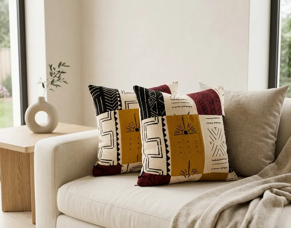Coussin patchwork Bogolan