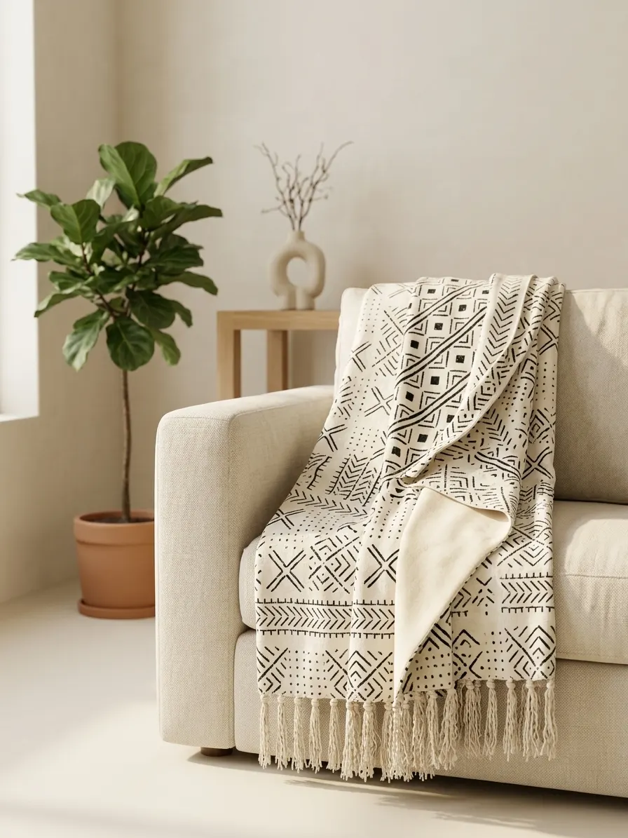 Plaid mudcloth Craie